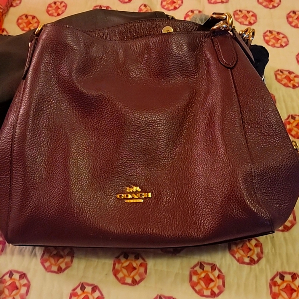 Coach Hadley  hobo shoulder bag  oxblood pebbled leather
